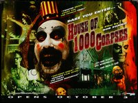 6k0038 HOUSE OF 1000 CORPSES advance British quad 2003 Rob Zombie, different montage, ultra rare!