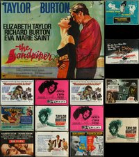6m0007 LOT OF 14 FORMERLY FOLDED ELIZABETH TAYLOR BRITISH QUADS 1960s-1970s great movie images!