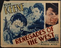 6j0005 RENEGADES OF THE WEST 1/2sh 1932 art & photo of cowboy Tom Keene & Betty Furness, ultra rare!