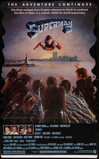 6j0015 SUPERMAN II standee 1981 Christopher Reeve battles Terence Stamp & villains over New York!