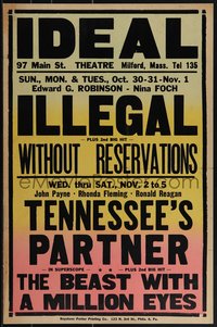 6j0012 IDEAL THEATRE jumbo WC 1955 Beast w/a Million Eyes, Illegal, Tennessee's Partner, ultra rare!