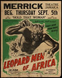 6j0008 LEOPARD MEN OF AFRICA jumbo WC 1940 they dive from trees to kill, Cravath art, ultra-rare!