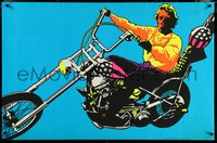 6k0003 EASY RIDER 28x43 commercial poster 1970 day-glo art of Peter Fonda on motorcycle, ultra rare!