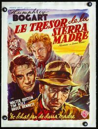 1u223 TREASURE OF THE SIERRA MADRE linen Belgian '48different close up art of Bogart & stars by Wik!