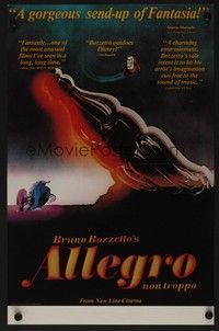 5t256 ALLEGRO NON TROPPO New Line Cinema 1st release mini poster '78 Bruno Bozzetto, cartoon art!