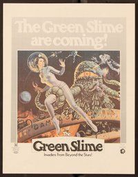 6z209 GREEN SLIME herald '68 classic cheesy sci-fi movie, art of sexy astronaut & monster!