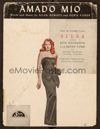 6z764 GILDA sheet music '46 sexy Rita Hayworth full-length in sheath dress, Amado Mio!