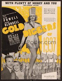 6z771 GOLD DIGGERS OF 1937 sheet music '36 Dick Powell, sexy Joan Blondell!