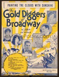 6z772 GOLD DIGGERS OF BROADWAY sheet music '29 cool art, Painting the Clouds with Sunshine!