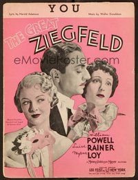 6z779 GREAT ZIEGFELD sheet music '36 William Powell, Luise Rainer & Myrna Loy, You!