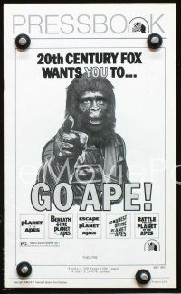 6z082 GO APE pressbook '74 5-bill Planet of the Apes, wonderful Uncle Sam parody art!