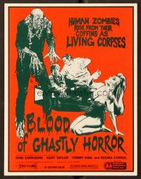1f104 BLOOD OF GHASTLY HORROR promo brochure '72 John Carradine, wild horror artwork!