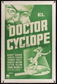 1g182 DOCTOR CYCLOPS linen Argentinean '40 Ernest B. Schoedsack, art of mad scientist & tiny woman!