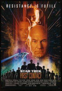 7p659 STAR TREK: FIRST CONTACT advance 1sh '96 Jonathan Frakes, Patrick Stewart, Brent Spiner!