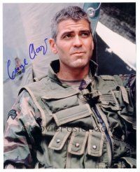 1r0956 GEORGE CLOONEY signed color 8x10 REPRO still '00s close up of the leading man in full camo!