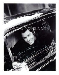 1r1033 JOHN TRAVOLTA signed 8x10 REPRO still '00s close portrait smiling big inside of his car!