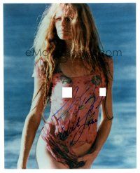 1r1061 KIM BASINGER signed color 8x10 REPRO still '90s sexy see-through wet t-shirt close up!