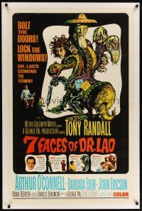 2e062 7 FACES OF DR. LAO linen 1sh '64 great art of Tony Randall's personalities by Joseph Smith!