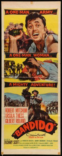 8m562 BANDIDO insert '56 artwork of one-man army Robert Mitchum & sexy Ursula Thiess!