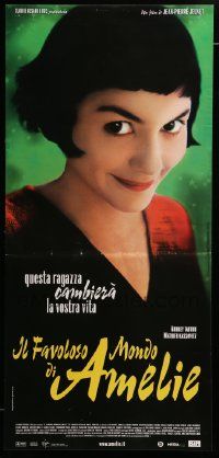 8m261 AMELIE Italian locandina '02 Jean-Pierre Jeunet, great close up of Audrey Tautou!