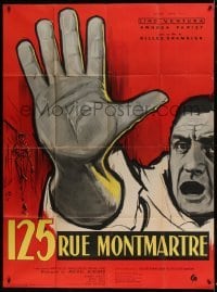 3p566 125 RUE MONTMARTRE French 1p 1959 cool close up art of detective Lino Ventura by Yves Thos!