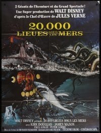3p567 20,000 LEAGUES UNDER THE SEA French 1p R1970s Jules Verne classic, cool deep sea sci-fi art!