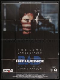 3p600 BAD INFLUENCE French 1p 1990 great c/u of Rob Lowe in shadows, directed by Curtis Hanson!