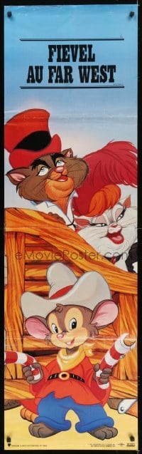 3p545 AMERICAN TAIL: FIEVEL GOES WEST French door panel 1991 great cartoon image of cowboy mouse!