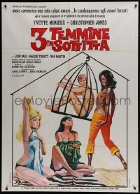 3p243 3 IN THE ATTIC Italian 1p 1971 Tarantelli art of sexy Yvette Mimieux & near-naked women!