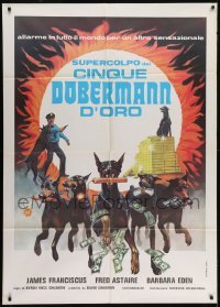 3p249 AMAZING DOBERMANS Italian 1p 1977 best different artwork of dogs carrying weapons & cash!