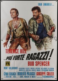 3p409 ALL THE WAY BOYS Italian 2p 1973 Casaro art of Terence Hill & Bud Spencer ready to fight!