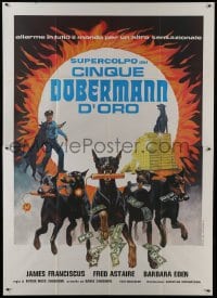 3p410 AMAZING DOBERMANS Italian 2p 1977 best different artwork of dogs carrying weapons & cash!