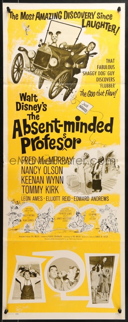 Emovieposter Com 9z005 Absent Minded Professor Insert 1961 Disney Flubber Fred Macmurray In Title Role