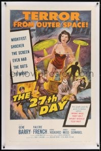 2h021 27th DAY linen 1sh 1957 terror from space, mightiest shocker the screen ever had guts to make!