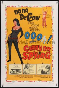 2h061 CARRY ON SPYING linen 1sh 1964 sexy English spy spoof, the most secrets exposed!