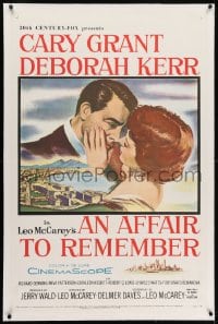 2h027 AFFAIR TO REMEMBER linen 1sh 1957 romantic c/u art of Cary Grant about to kiss Deborah Kerr!