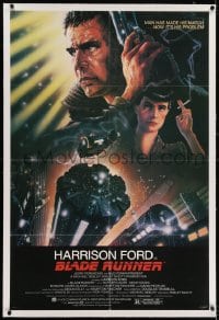 2h043 BLADE RUNNER linen studio style 1sh 1982 Ridley Scott classic, Alvin art of Harrison Ford!
