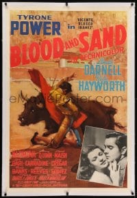 2h045 BLOOD & SAND linen style B 1sh 1941 Ruano-Llopis art, Tyrone Power, Rita Hayworth, very rare!