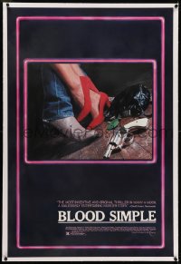 2h047 BLOOD SIMPLE linen 1sh 1985 Joel & Ethan Coen, cool different film noir gun image, rare!