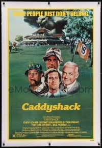 2h055 CADDYSHACK linen 1sh 1980 Chevy Chase, Bill Murray, Rodney Dangerfield, golf comedy classic!