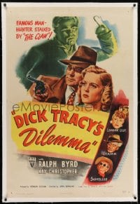 2h091 DICK TRACY'S DILEMMA linen 1sh 1947 art of Ralph Byrd vs The Claw, Sightless, & Vitamin!
