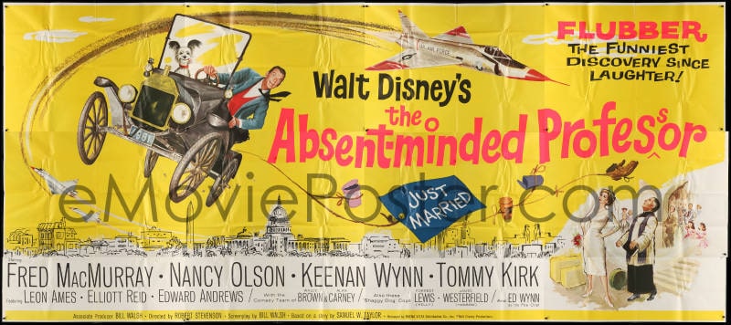 Emovieposter Com 5c081 Absent Minded Professor 24sh 1961 Disney Flubber Fred Macmurray In Title Role Ultra Rare