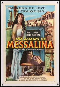 8x028 AFFAIRS OF MESSALINA linen 1sh 1953 great full-length art of sexy Maria Felix in title role!