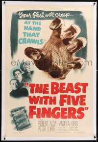 8x033 BEAST WITH FIVE FINGERS linen 1sh 1947 Peter Lorre, your flesh will creep at the hand that crawls!