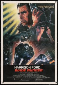 8x038 BLADE RUNNER linen studio style 1sh 1982 Ridley Scott, Alvin art of Harrison Ford & cast!