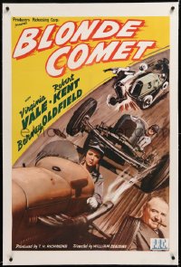 8x040 BLONDE COMET linen 1sh 1941 female race car driver Virginia Vale is the best there is, rare!