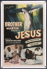 8x045 BROTHER MARTIN linen 1sh 1942 striking image of Jesus on cross, story of a negro who loved God!