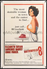 8x049 BUTTERFIELD 8 linen 1sh 1960 call girl Elizabeth Taylor is most desirable & easiest to find!