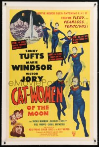 8x057 CAT-WOMEN OF THE MOON linen 1sh 1953 campy cult classic, they're fiery, fearless & ferocious!