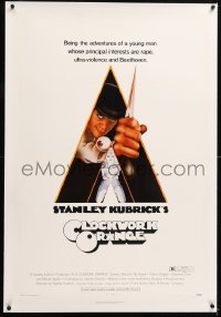 8x060 CLOCKWORK ORANGE linen R-rated 1sh 1972 Stanley Kubrick classic, Castle art of Malcolm McDowell!